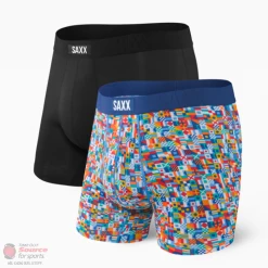 Apparel Saxx Undercover Boxer Brief Fly- 2 Pack- Black/Yacht Rock 101