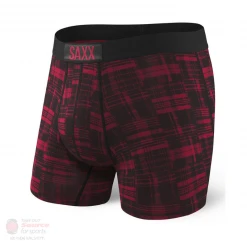 Saxx Vibe Boxer Briefs- Red Patched Plaid